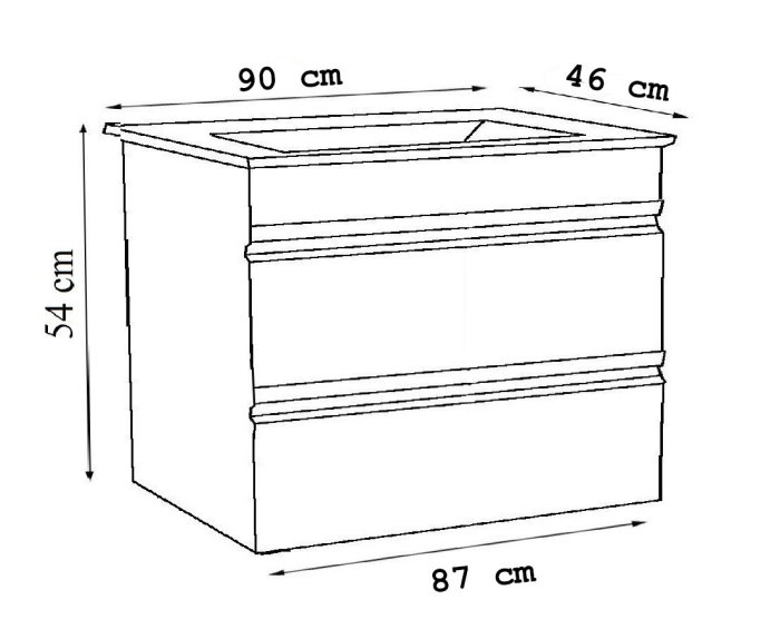 Set Baza front MDF si Lavoar seria 786, suspendata, cu sertare, 90 cm, alb [5]