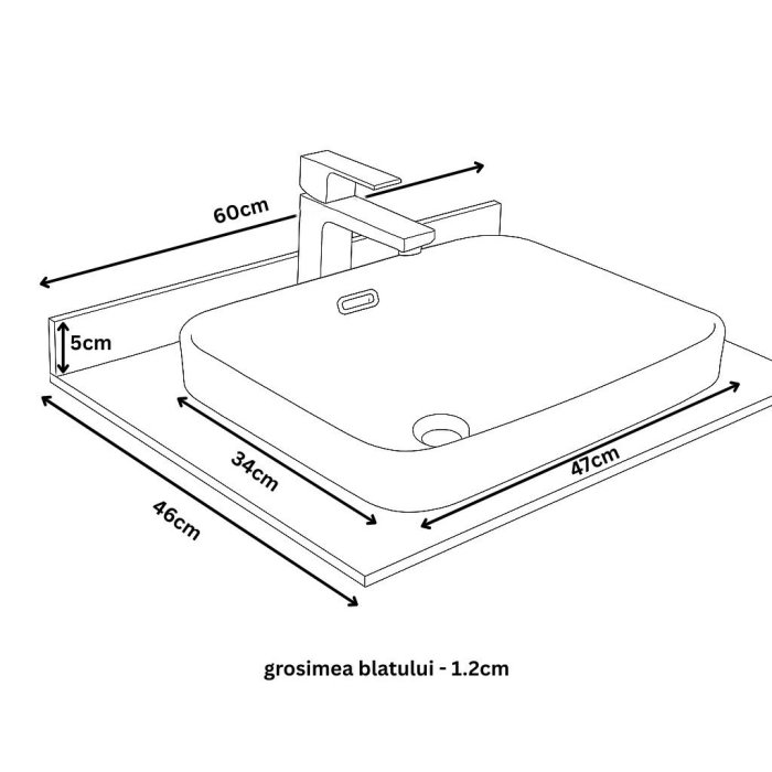 Set Baza front MDF si Lavoar seria 633, montat, 60 cm, crem [5]