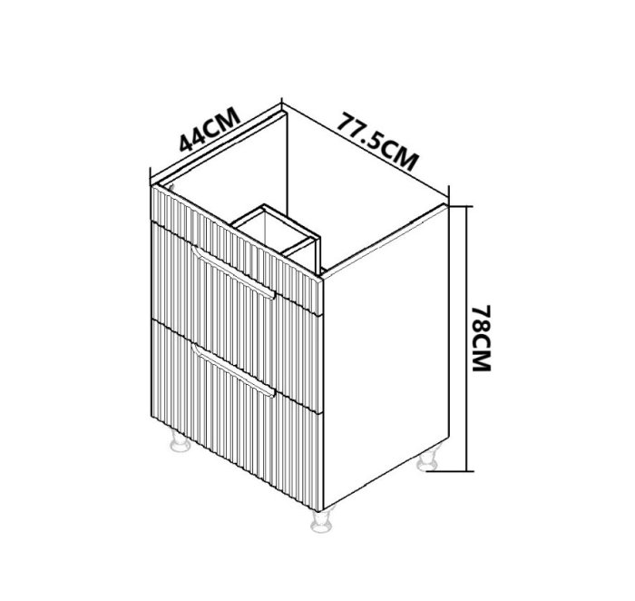 Set Baza front MDF si Lavoar seria 633, cu sertare, montat, 80 cm, crem [3]