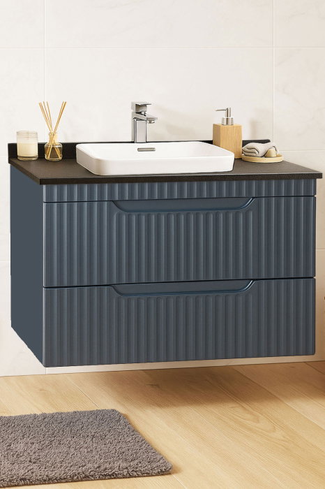 Set Baza front MDF si Lavoar seria 633, suspendata, cu sertare, montat, 80 cm, antracit [1]