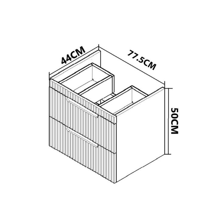 Set Baza front MDF si Lavoar seria 633, suspendata, cu sertare, montata, 80 cm, crem [3]