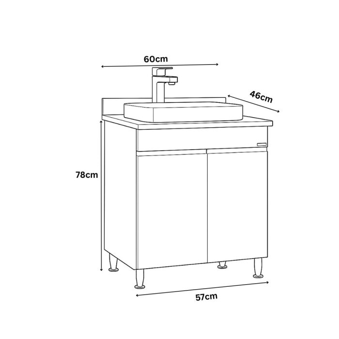 Set Baza front MDF si Lavoar seria 686, montat, 60 cm, alb [3]