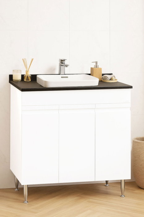 Set Baza front MDF si Lavoar seria 686, montat, 80 cm, alb [1]