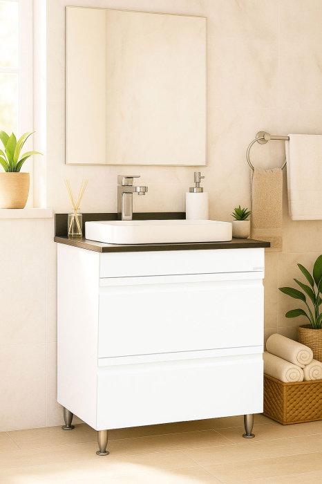 Set Baza front MDF si Lavoar seria 686, cu sertare, montat, 60 cm, alb [1]