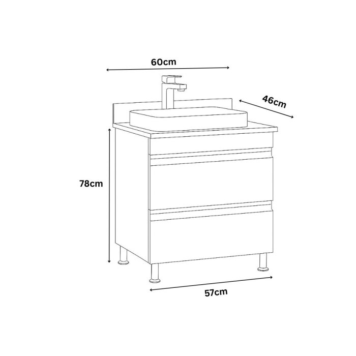 Set Baza front MDF si Lavoar seria 686, cu sertare, montat, 60 cm, alb [3]