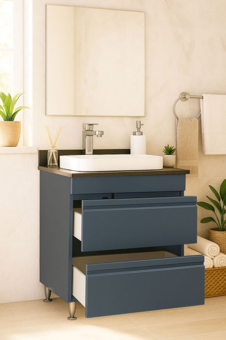 Set Baza front MDF si Lavoar seria 686, cu sertare, montat, 60 cm, antracit [2]