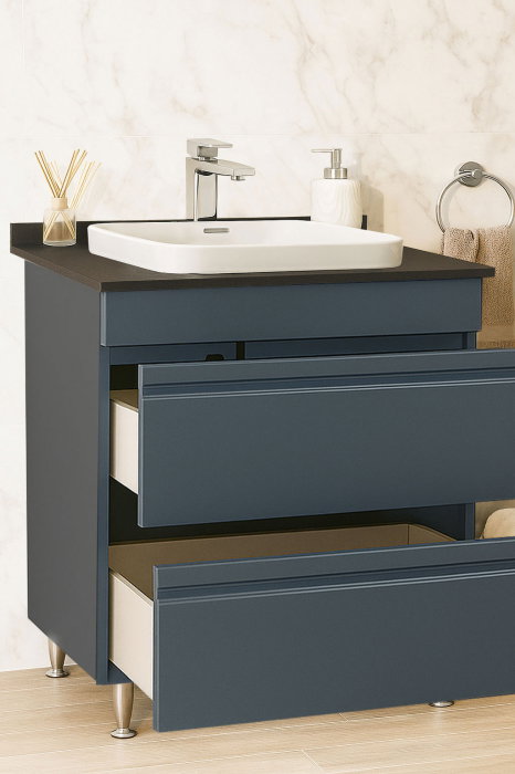 Set Baza front MDF si Lavoar seria 686, cu sertare, montat, 70 cm, antracit [2]