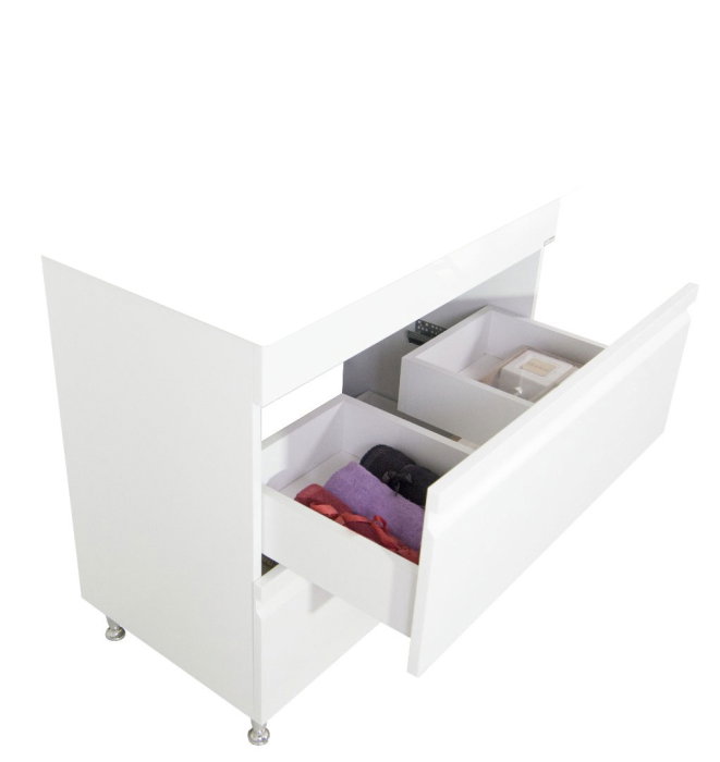 Set Baza front MDF si Lavoar seria 686, cu sertare, montat, 80 cm, alb [4]