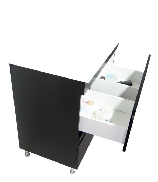 Set Baza front MDF si Lavoar seria 686, cu sertare, montat, 80 cm, negru [4]