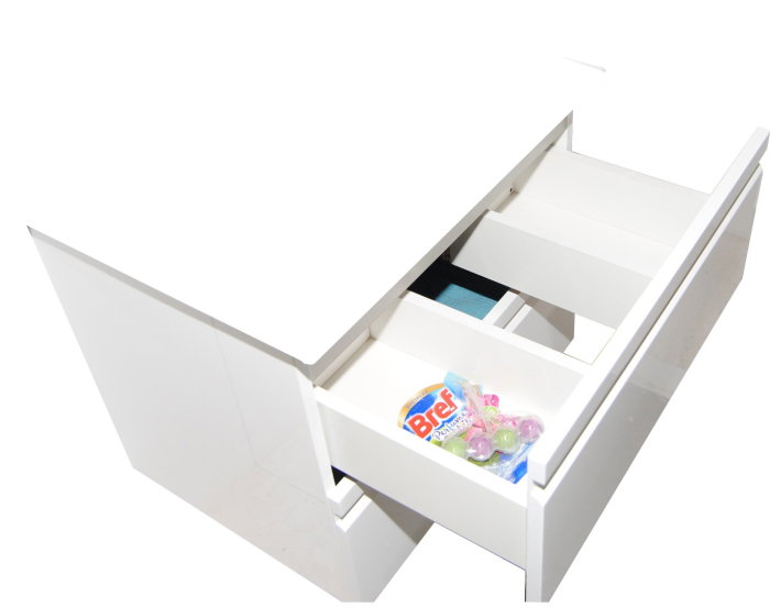 Set Baza front MDF si Lavoar seria 686, suspendata, cu sertare, montat, 60 cm, alb [3]