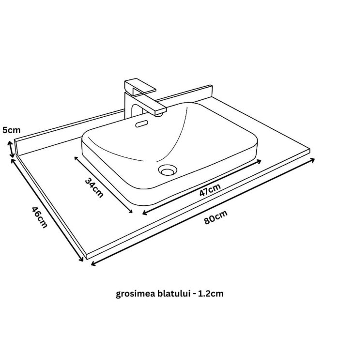 Set Baza front MDF si Lavoar seria 686, suspendata, cu sertare, montat, 80 cm, cappuccino [7]