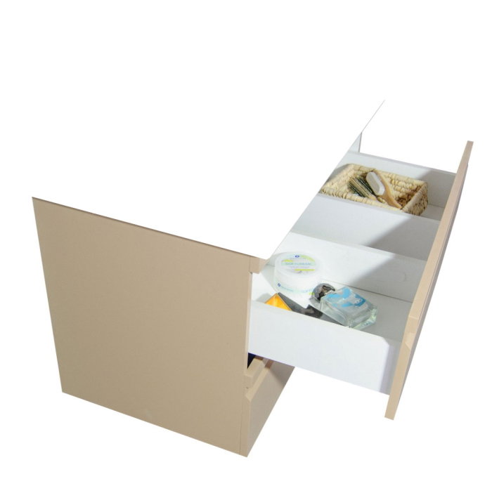 Set Baza front MDF si Lavoar seria 686, suspendata, cu sertare, montat, 80 cm, cappuccino [4]