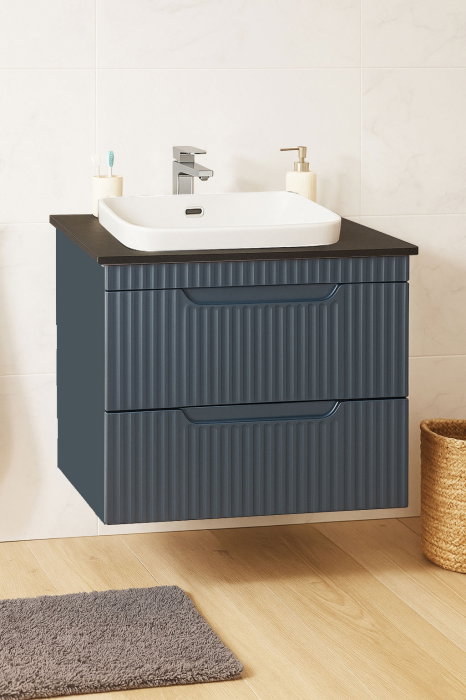 Set Baza front MDF si Lavoar seria 633, suspendata, cu sertare, montat, 60 cm, antracit [1]