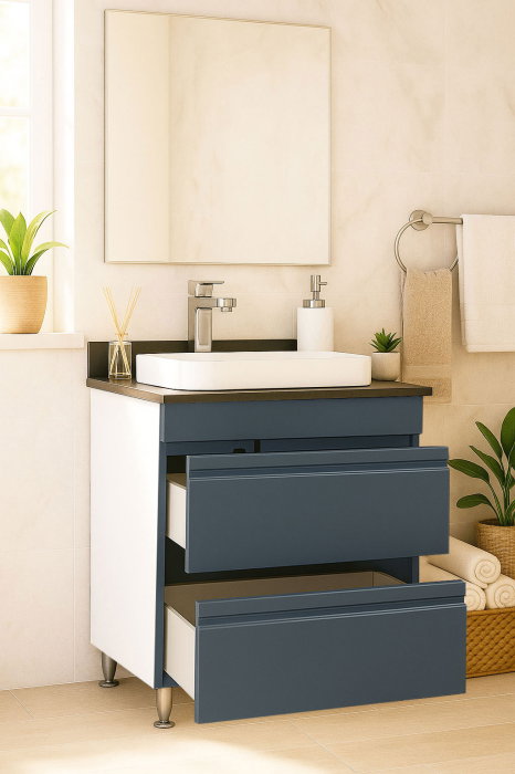 Set Baza front MDF si Lavoar seria 686, cu sertare, 60 cm, antracit [2]