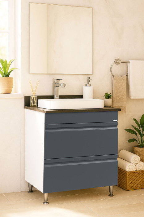 Set Baza front MDF si Lavoar seria 686, cu sertare, 60 cm, antracit [1]