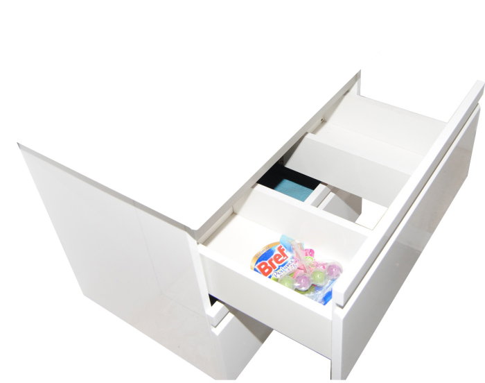 Set Baza front MDF si Lavoar seria 686, suspendata, cu sertare, 60 cm, alb [3]