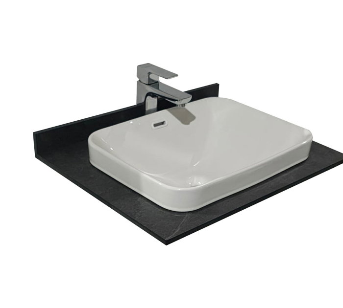 Set Baza front MDF si Lavoar seria 633, cu sertare, cadru metalic, 60 cm, alb rustic [9]