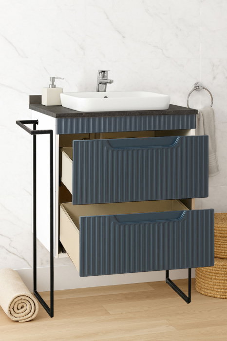 Set Baza front MDF si Lavoar seria 633, cu sertare, cadru metalic, 60 cm, antracit [2]
