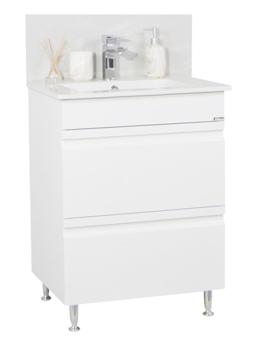 Set Baza front MDF si Lavoar seria 086, cu sertare, 60 cm, alb [2]