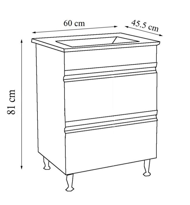 Set Baza front MDF si Lavoar seria 086, cu sertare, 60 cm, alb [6]