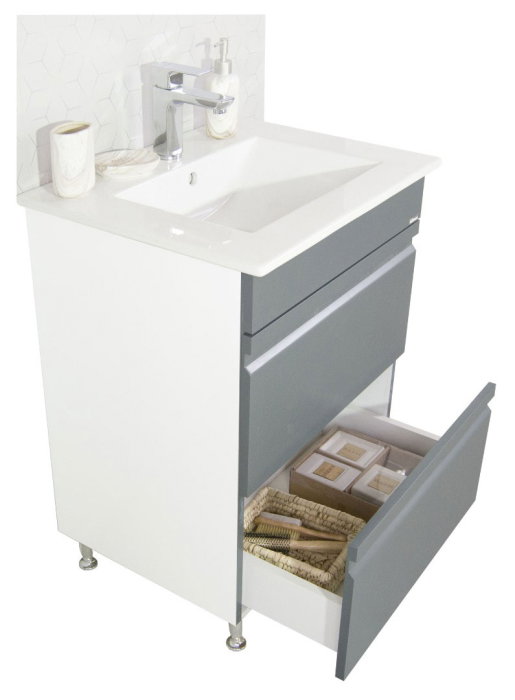 Set Baza front MDF si Lavoar seria 086, cu sertare, 60 cm, antracit [4]