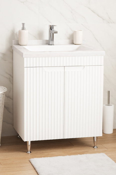 Set Baza front MDF si Lavoar seria 833, 60 cm, alb rustic [1]