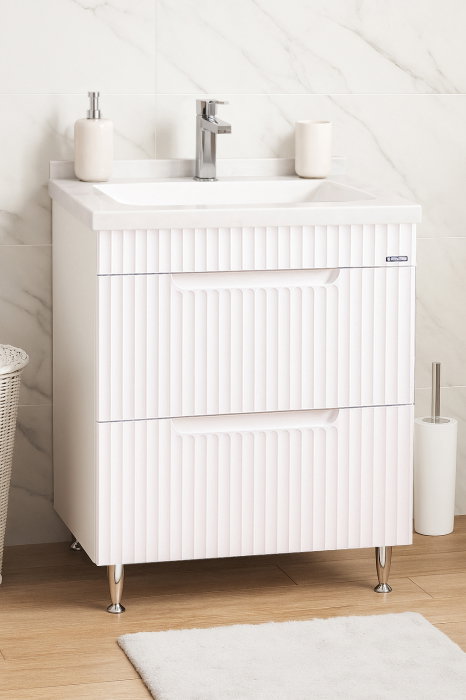 Set Baza front MDF si Lavoar seria 833, cu sertare, 60 cm, alb rustic [1]