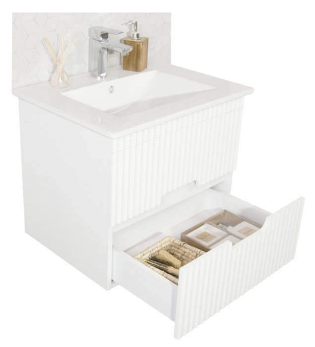 Set Baza front MDF si Lavoar seria 009, cadru metalic, cu sertare, 60 cm, alb [4]