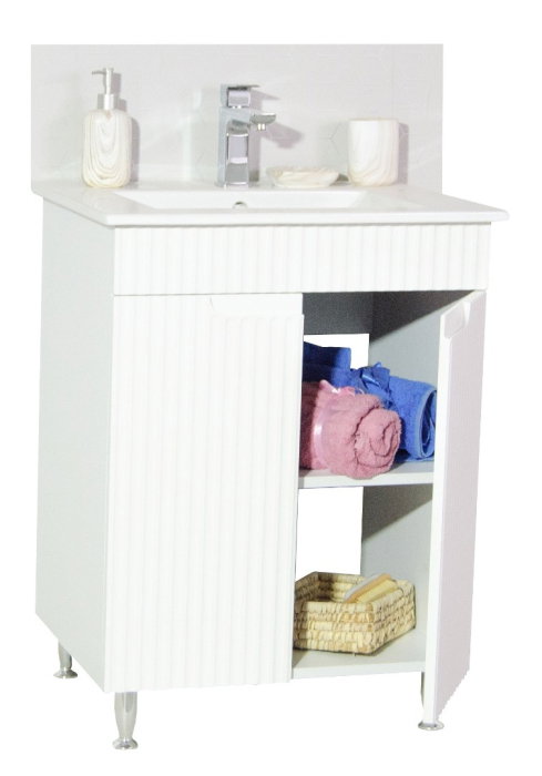 Set Baza front MDF si Lavoar seria 033, 60 cm, alb rustic [3]