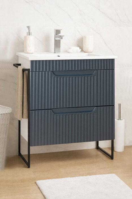Set Baza front MDF si Lavoar seria 033, cadru metalic, cu sertare, 60 cm, antracit [1]