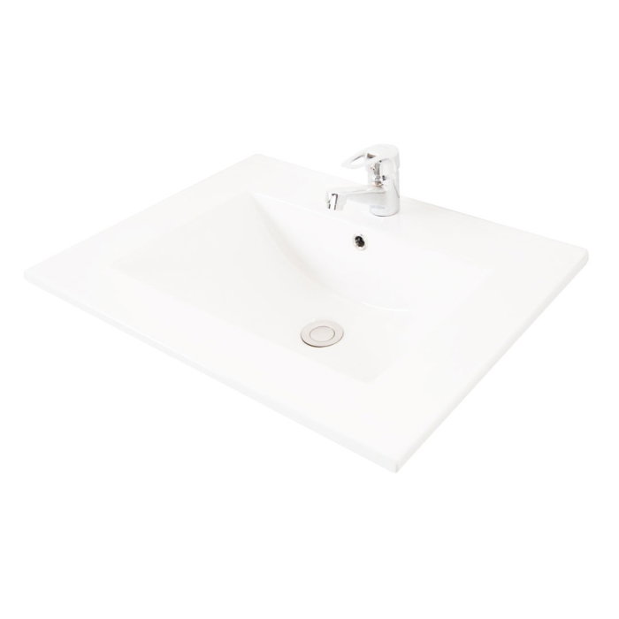 Set Baza front MDF si Lavoar seria 056, cu sertare, cadru metalic, 60 cm, alb + antracit [8]