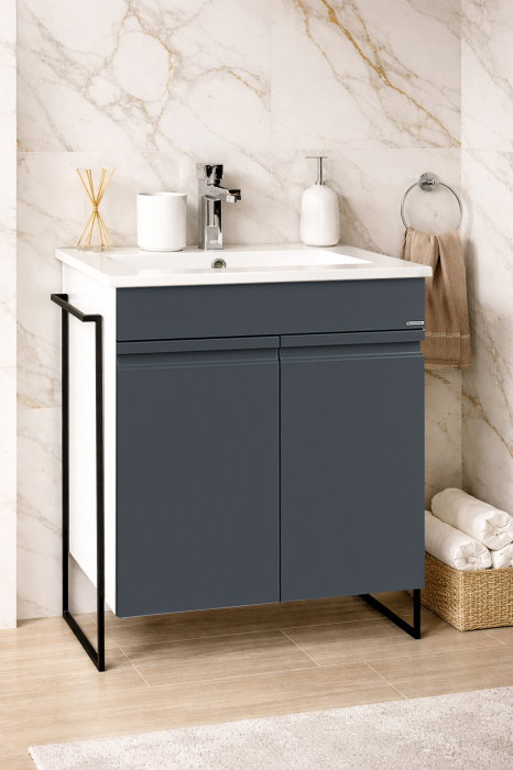 Set Baza front MDF si Lavoar seria 086, cadru metalic, 60 cm, antracit [1]