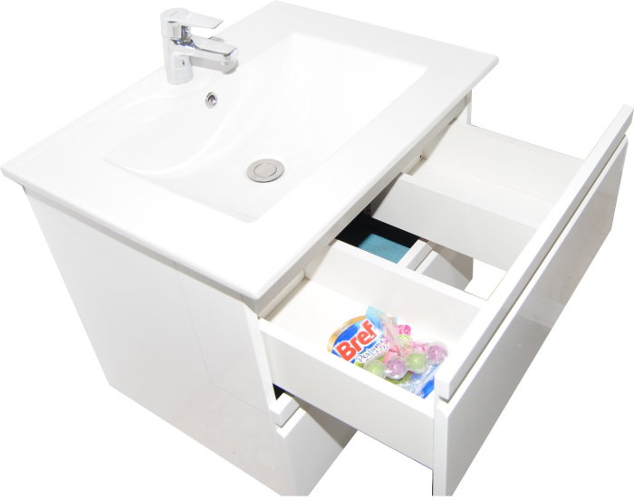 Set Baza front MDF si Lavoar seria 086, cadru metalic, sertare, 60 cm, alb [2]
