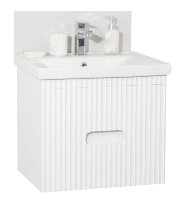 Set Baza front MDF si Lavoar seria 709, cadru metalic, cu sertare, 60 cm, alb [2]