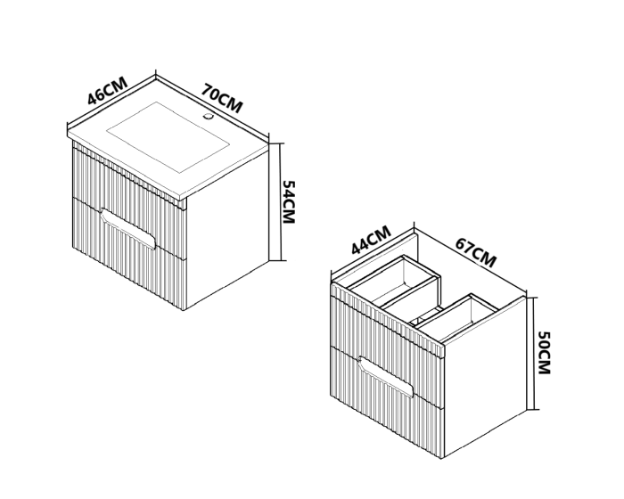 Set Baza front MDF si Lavoar seria 709, suspendata, cu sertare, 70 cm, alb [8]