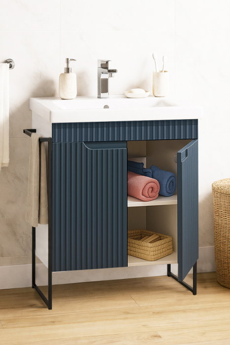 Set Baza front MDF si Lavoar seria 733, cadru metalic, 60 cm, antracit [2]