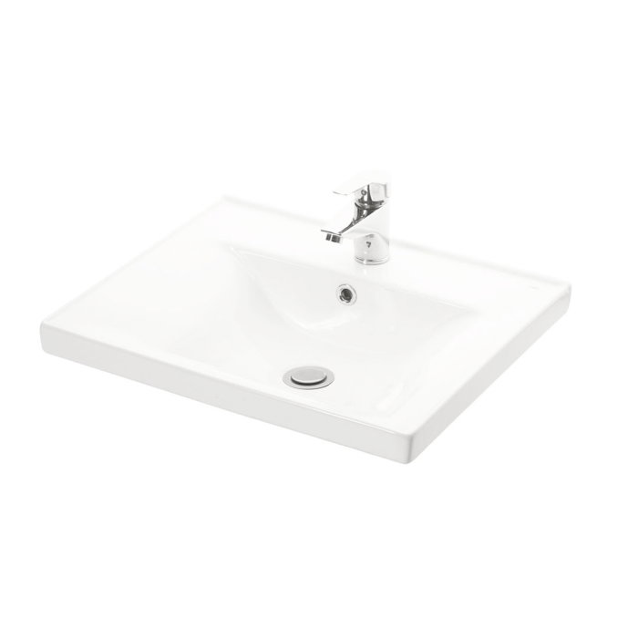 Set Baza front MDF si Lavoar seria 733, cadru metalic, cu sertare, 60 cm, alb rustic [5]