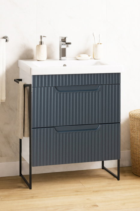 Set Baza front MDF si Lavoar seria 733, cadru metalic, cu sertare, 60 cm, antracit [1]