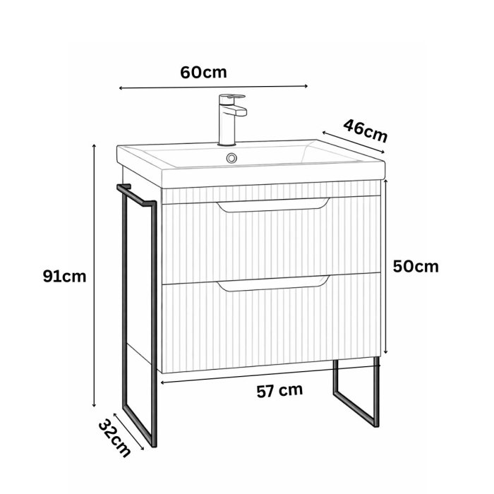 Set Baza front MDF si Lavoar seria 733, cadru metalic, sertare, 60 cm, antracit [3]