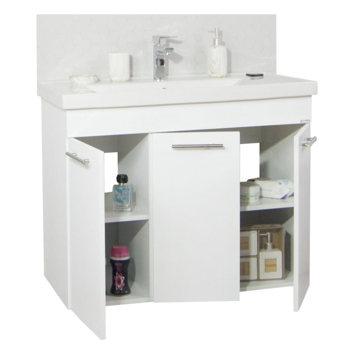 Set Baza front MDF si Lavoar seria 754, cadru metalic, 80 cm, alb [2]