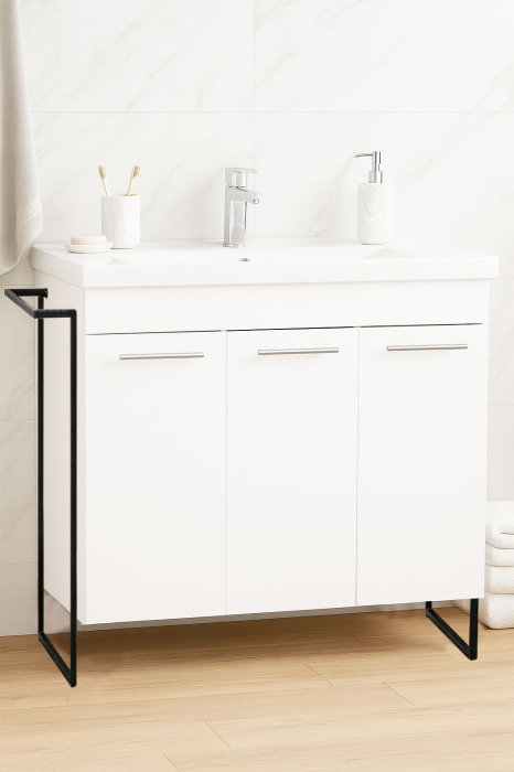 Set Baza front MDF si Lavoar seria 754, cadru metalic, 80 cm, alb [1]