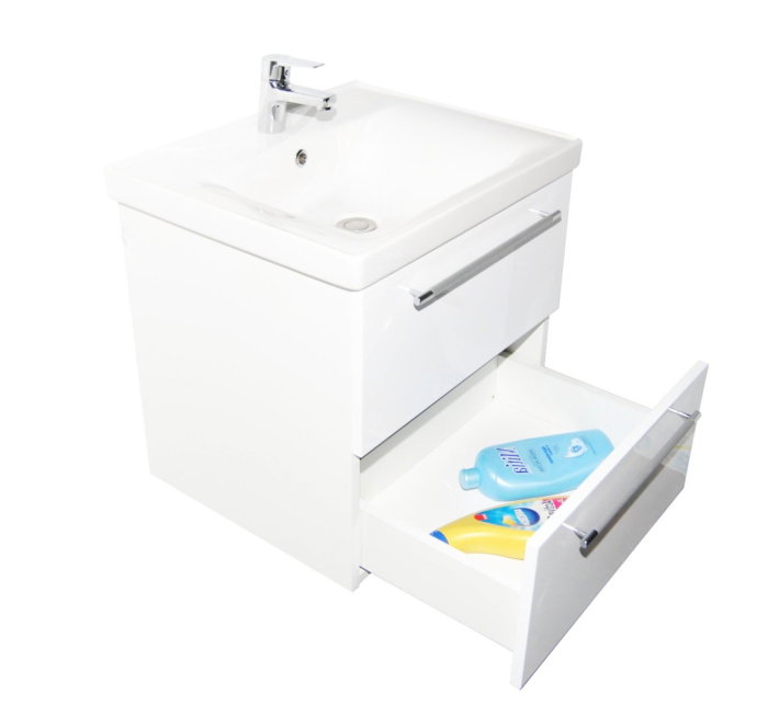 Set Baza front MDF si Lavoar seria 754, cadru metalic, cu sertare, 80 cm, alb [4]