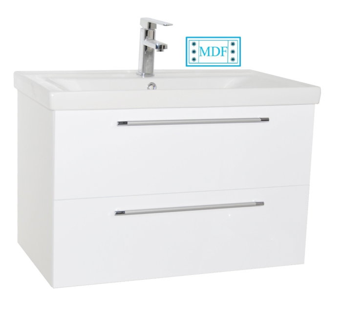 Set Baza front MDF si Lavoar seria 754, cadru metalic, cu sertare, 80 cm, alb [2]