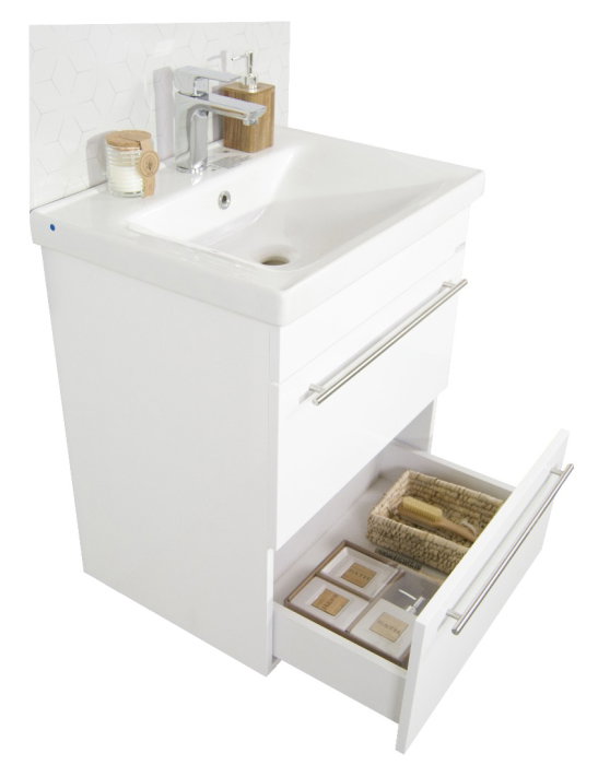 Set Baza front MDF si Lavoar seria 754, cadru metalic, sertare, 80 cm, alb [4]