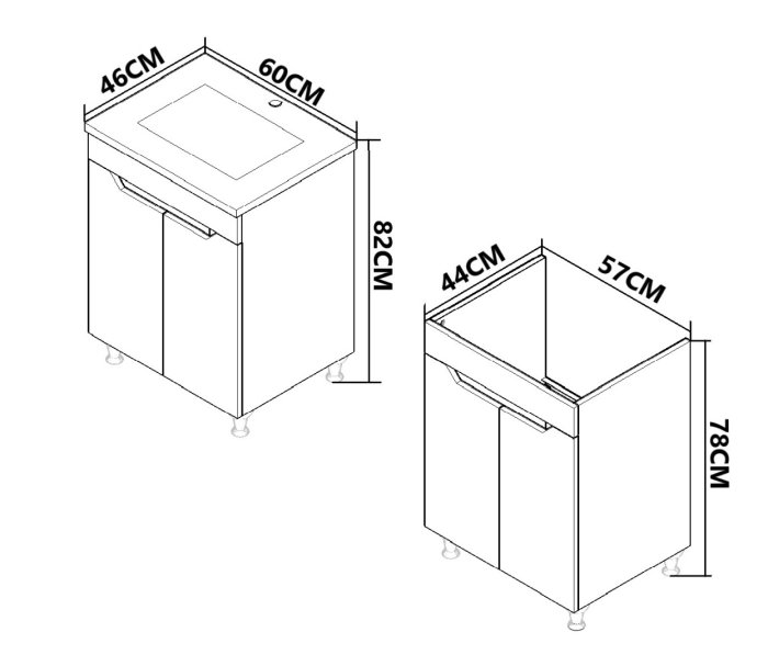 Set Baza front MDF si Lavoar seria 756, 60 cm, alb + antracit [5]