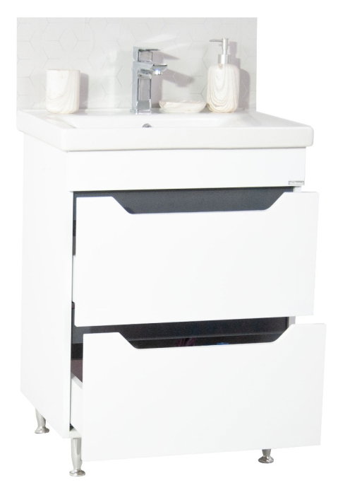 Set Baza front MDF si Lavoar seria 756, cu sertare, 60 cm, alb + antracit [3]