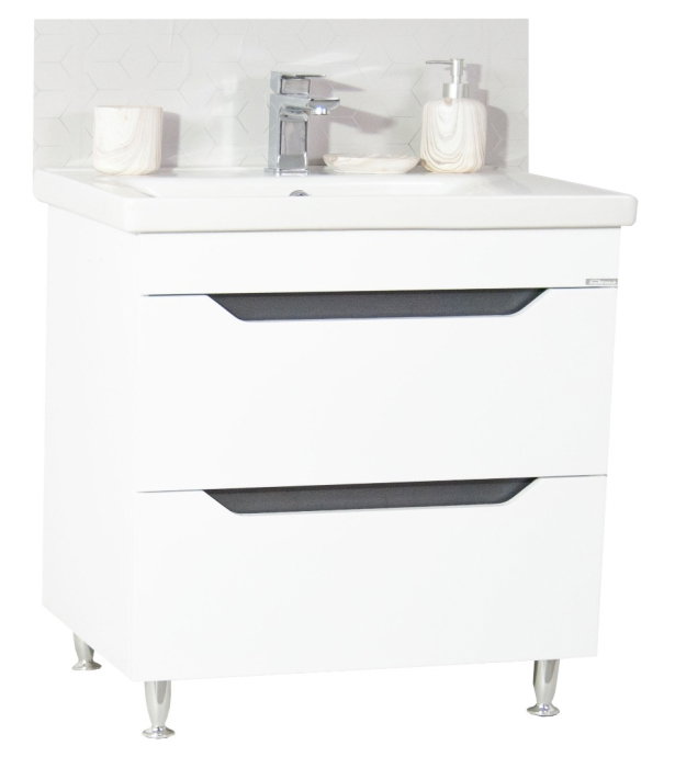 Set Baza front MDF si Lavoar seria 756, cu sertare, 80 cm, alb + antracit [2]