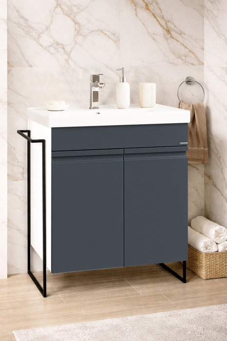 Set Baza front MDF si Lavoar seria 786, cadru metalic, 60 cm, antracit [1]