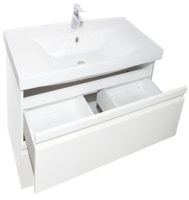 Set Baza front MDF si Lavoar seria 786, cadru metalic, sertare, 60 cm, alb [3]