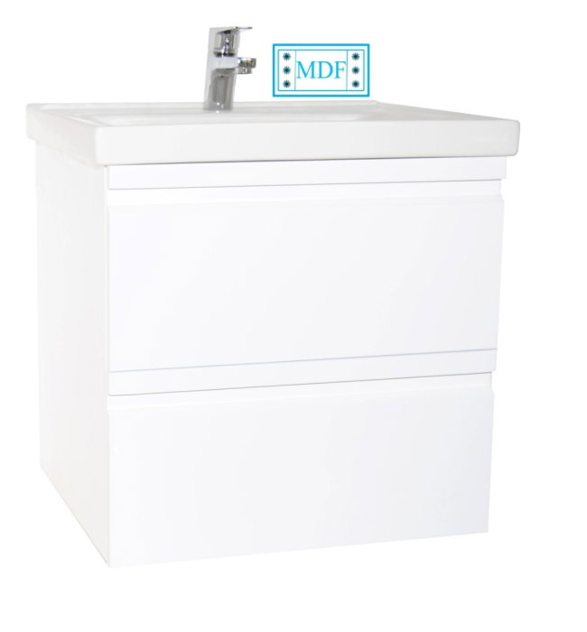 Set Baza front MDF si Lavoar seria 786, cadru metalic, sertare, 60 cm, alb [2]